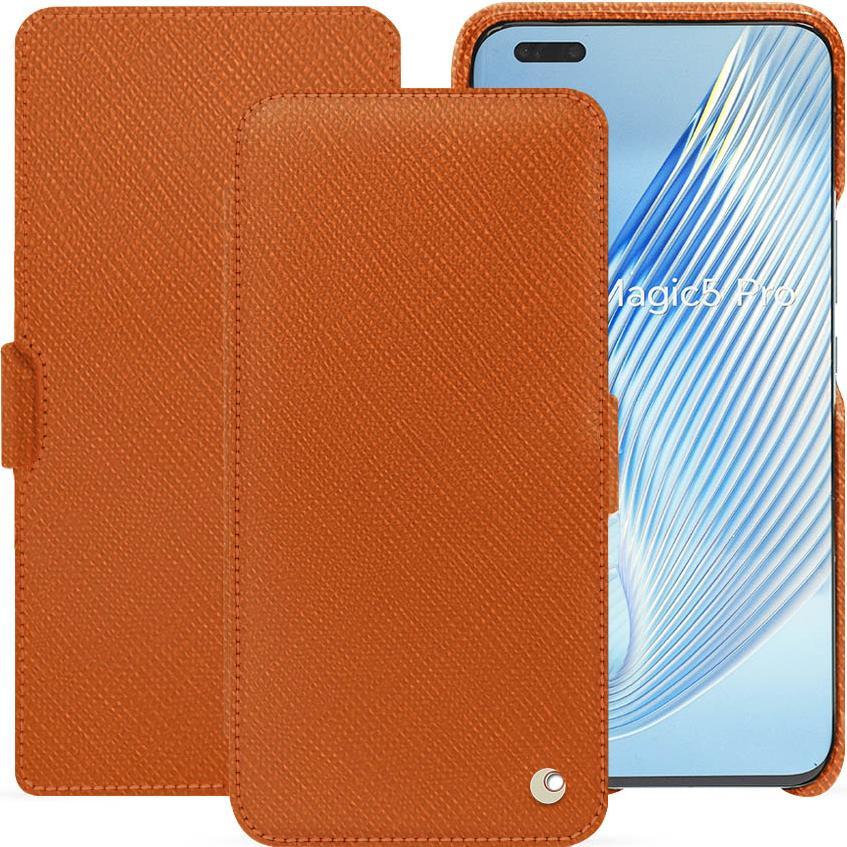 Noreve Lederschutzhülle horizontal (Honor Magic5 Pro), Smartphone Hülle, Orange