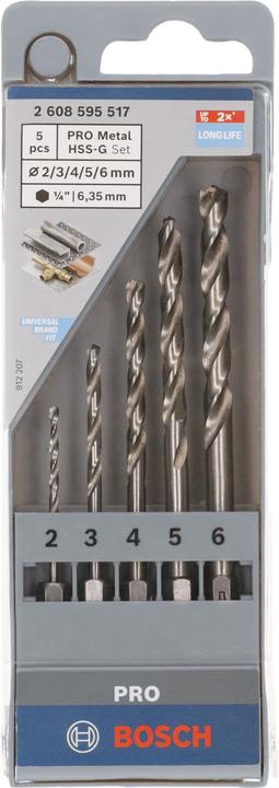Image du produit Bosch Professional Zubehör PRO Metal HSS-G Hex Spiral Drill Set, 5 pcs. (6 millimètres)
