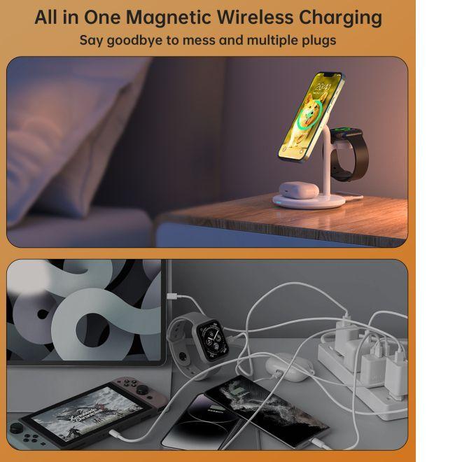 Actual product image Choetech T585-F Qi2 3-in-1 magnetic wireless charger (15 W)