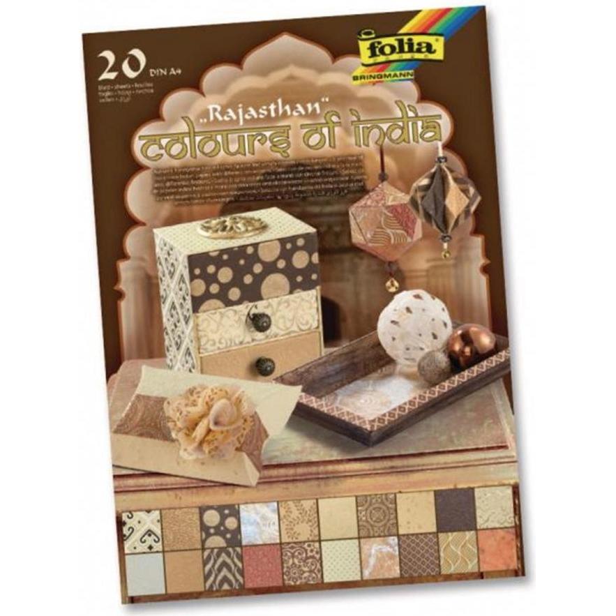 Folia, Bastelpapier, Motivblock India Rajasthan (170 g/m², 20 x)
