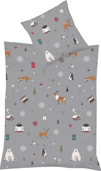 Produktbild Fleuresse Mako-Satin Bettwäsche Milano Winteridylle grau (Bettwäsche Set, 155x220 cm + 80x80 cm)
