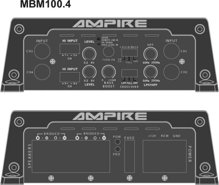 Produktbild Ampire MBM100.4-2G Endstufe, 4x 75 Watt, Class D (2.Generation) (4-Kanal-Verstärker)
