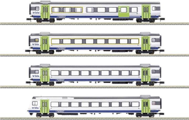 MiniTrix 18293 N 4er-Set Personenwagen GoldenPassLine der BLS (Spur N)