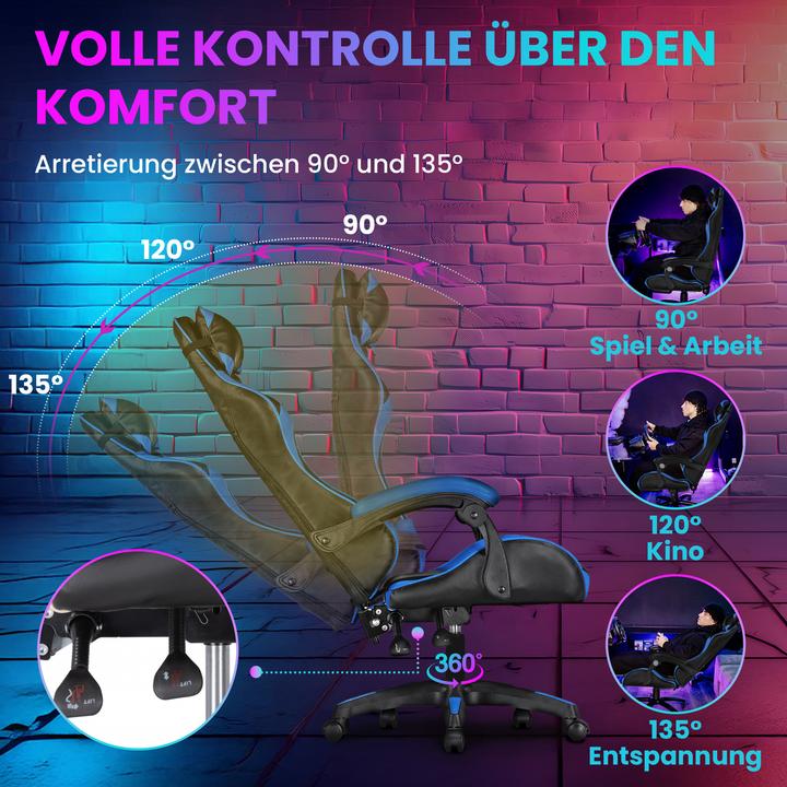 Image du produit Extralink Gaming | chaise gaming | bureau pivotant siège cubique noir-bleu G-523