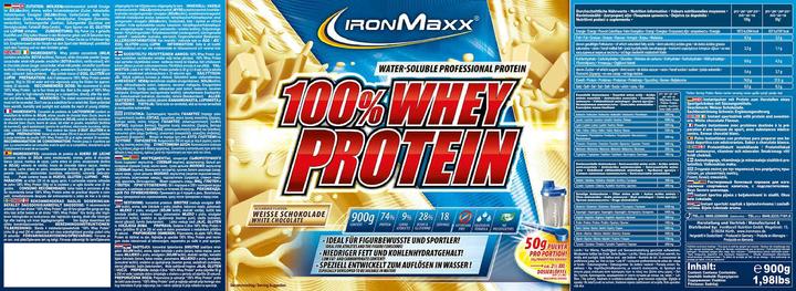 Actual product image IronMaxx 100% Whey Protein (White chocolate, 1 pcs., 900 g)