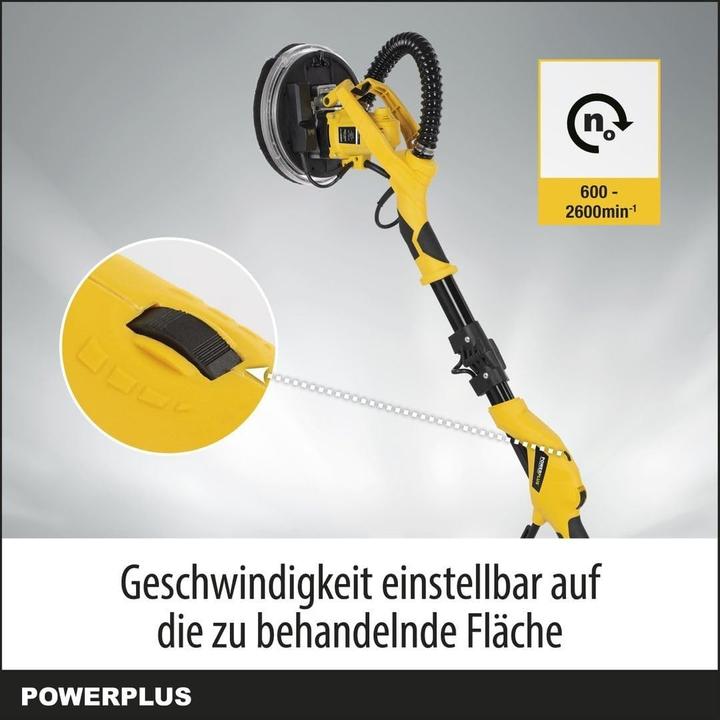 Image du produit Powerplus Ponceuse pour cloisons sèches télescopique 1050W Ø225mm - 6 Acc. (Ponceuse à disque, 1050 W)