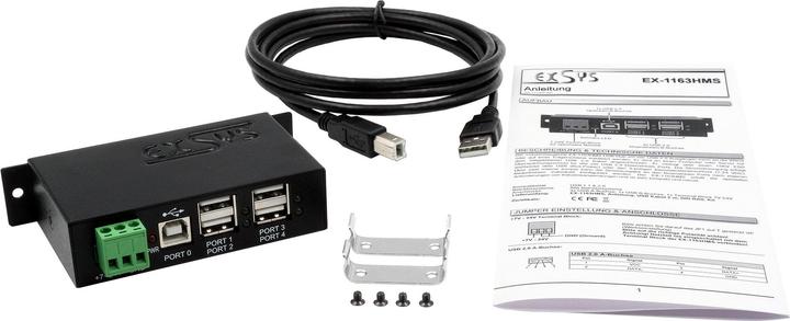 Produktbild Exsys USB 2.0 HUB 4-Port extern DIN-RAIL DIN-RAIL Kit (USB-B, 4 Ports)