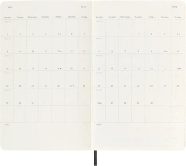 Productafbeelding Moleskine 18 maanden dagelijkse notitiekalender 2024/2025, L/A5, zachte kaft, zwart (A5, Engels)