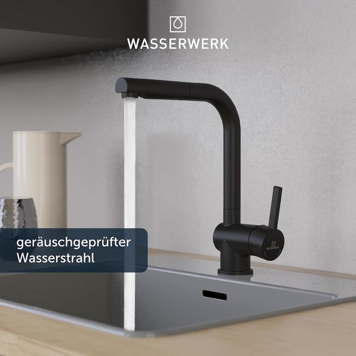 Produktbild Wasserwerk WASSERWORK WM 4 GB - Küchenarmatur - Mixer Tipp - mit ausziehbarem Ausgang - Schwarz (700416)