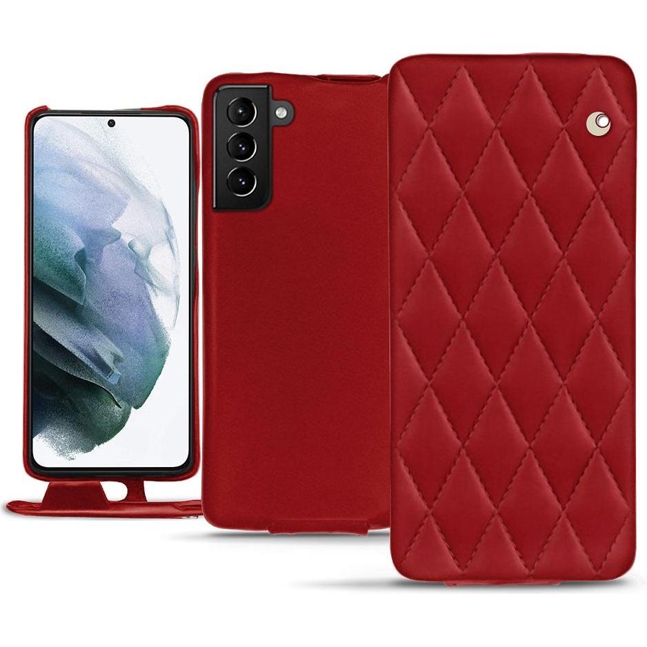 Noreve Lederschutzhülle vertikal (Samsung Galaxy S21+), Smartphone Hülle, Rot