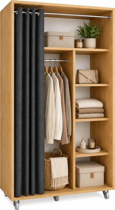 Produktbild VCM Kleiderschrank auf Rollen 100 cm Ostila (101 x 51 x 175 cm)
