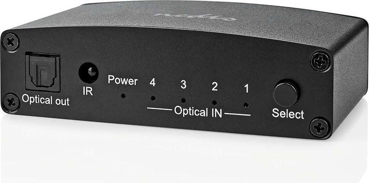 Produktbild Nedis Digital-Audio-Switch | 4-Wege | Anschlüsse – Eingang: DC Power / 4x TosLink | Anschlüsse – Aus