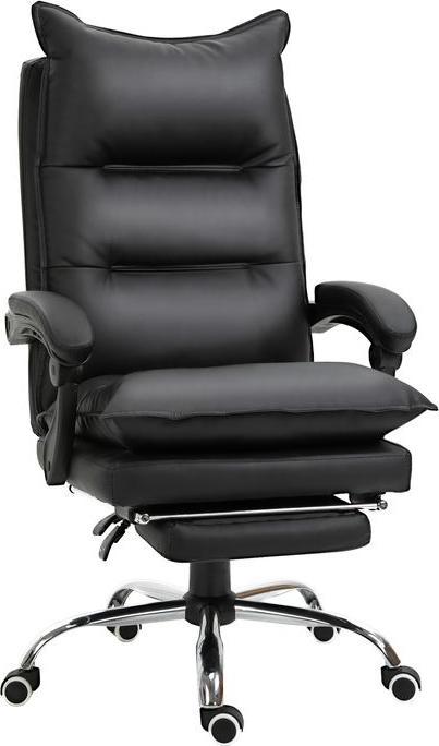 Swisshandel24 Bürostuhl mit Fussstütze Kunstleder Schwarz (55 - 63 cm)