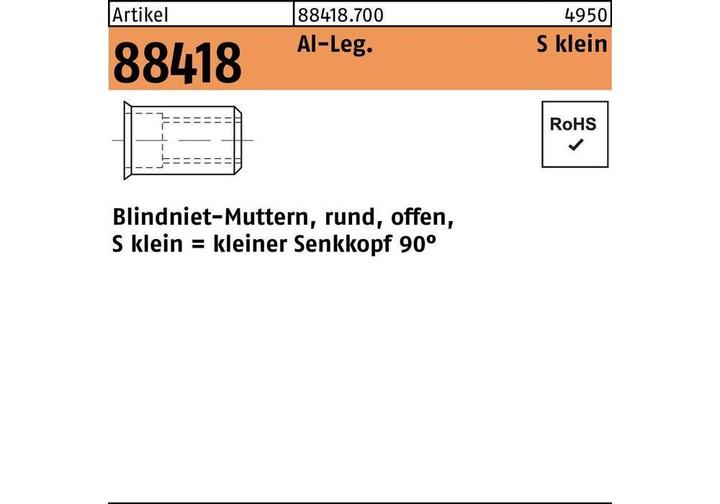 Actual product image Blind rivet nut R 88418 Senkkopf