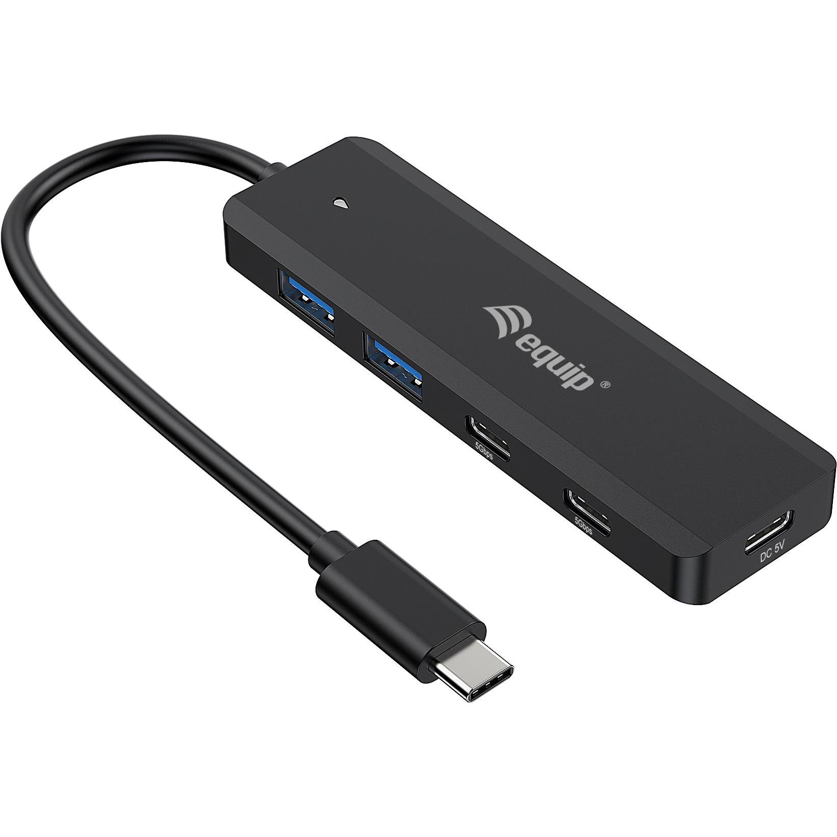 equip Versa (USB-C, 4 Ports), Dockingstation + USB Hub, Schwarz