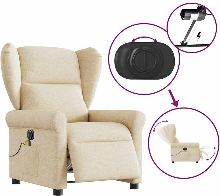 Produktbild vidaXL Massagesessel Elektrisch Creme Stoff