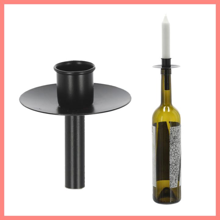 Produktbild Novaliv 4X Kerzenhalter Flasche Schwarz Eisen Kerzenhalter Flaschenaufsatz für Kerzen ca. 2cm Schwar