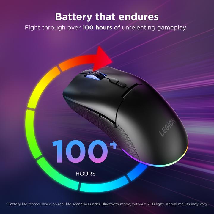 Actual product image Lenovo Legion M220 Wireless RGB Gaming Mouse - Surge Green (P) (Cable, Wireless)