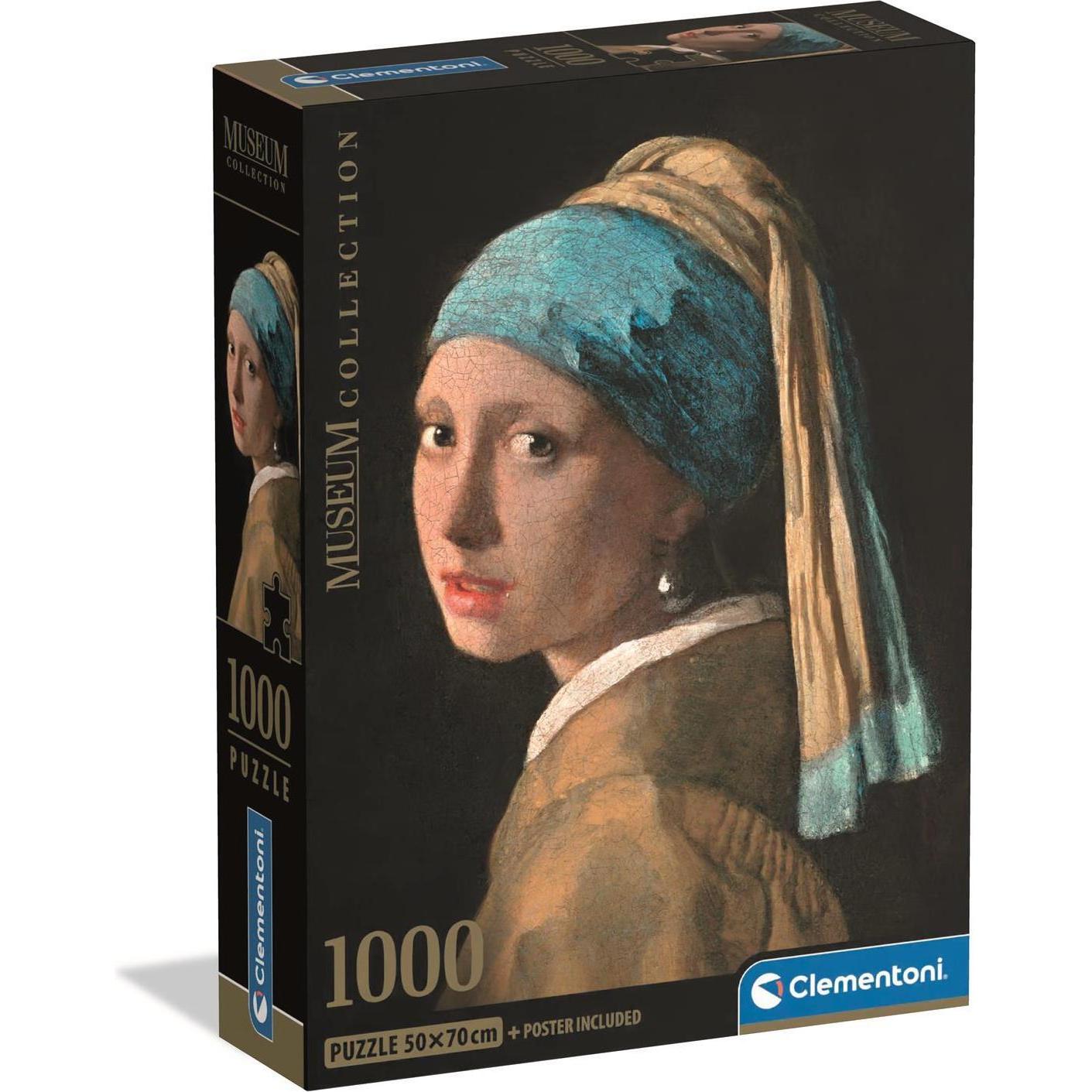 Clementoni Ragazza Multicolore Puzzle 1000 Museum Vermeer: Con L'orecchio Di Perla (1000 Pezzi)
