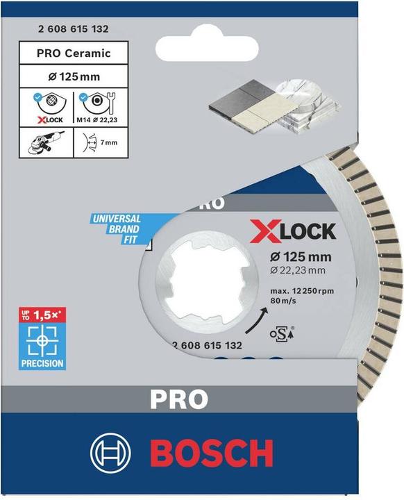 Produktbild Bosch Professional Zubehör PRO Ceramic X-Lock Diamanttrennscheibe, 125 x 22,23 mm, 22,23 mm