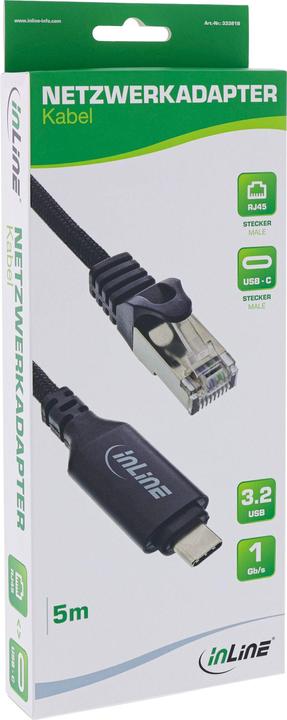 Produktbild InLine USB 3.2 Netzwerkadapter Kabel (USB-C 3.2 Gen 1, RJ45 (1x))