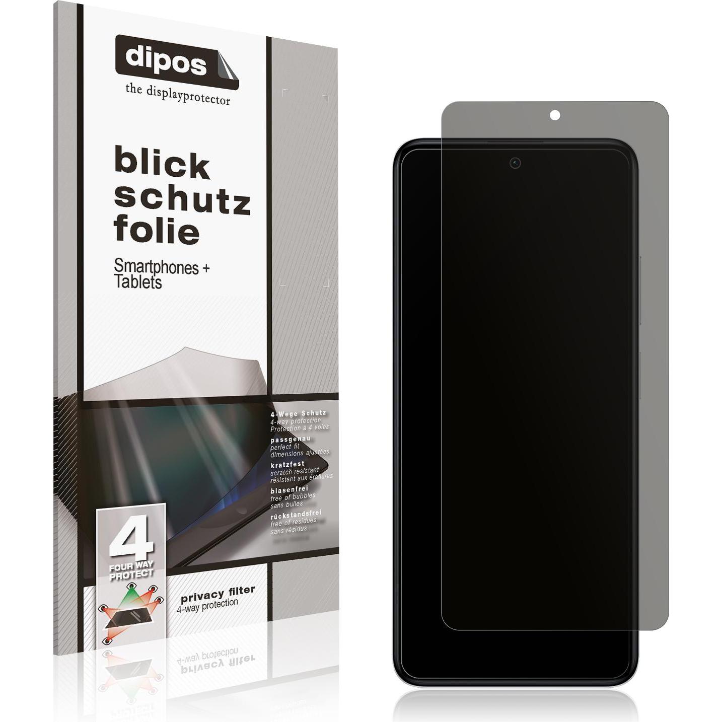 Dipos Blickschutzfolie 4-Way Privacy (1 Stück, Xiaomi Poco X4 GT), Smartphone Schutzfolie, Transparent