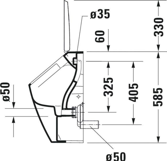 Actual product image Duravit Urinal ME by Starck RIMLESS 0,5 l Zul v hi o fly f De HG we/we