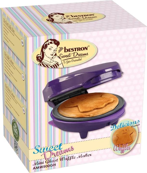 Produktbild Bestron Mini Waffeleisen "Geist", Retrodesign, 550 W, lila