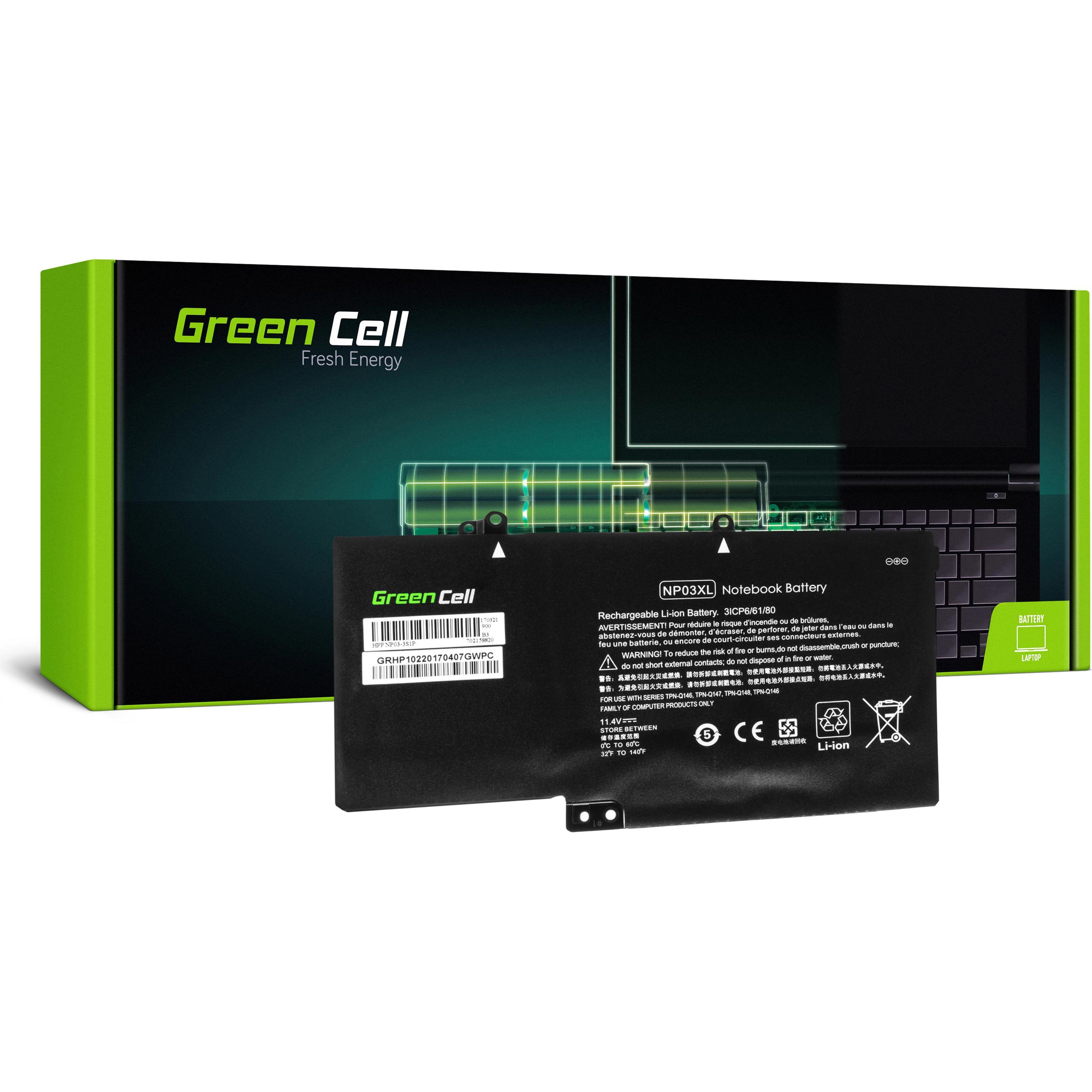 GreenCell HP102 (3 Zellen, 3400 mAh), Notebook Akku, Schwarz