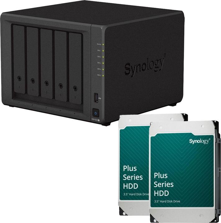 Produktbild Synology DiskStation DS1522+ 5 Einschübe NAS-Server Leergehäuse + 16 TB Plus (2x 8TB) (2 x 8 TB)