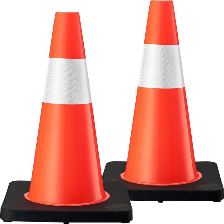 Wiltec Verkehrskegel 45cm 2St. Leitkegel Pylon Warnhütchen Warnkegel PVC Gummi
