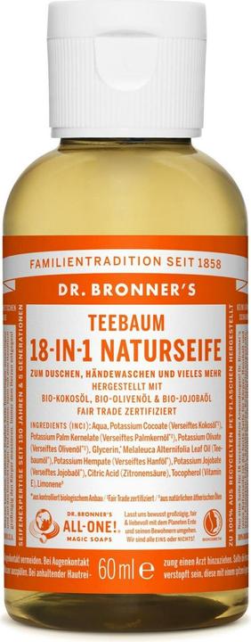 Actual product image Dr. Bronner's 18-IN-1 Tea tree (Liquid soap, 60 ml)
