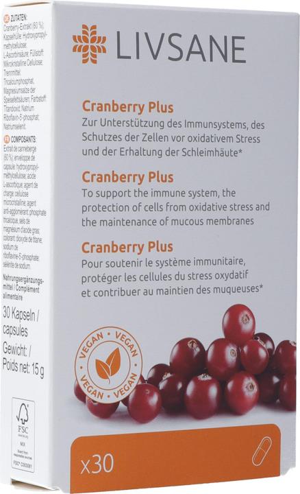 Actual product image Livsane Cranberry Plus Caps (30 Piece, Capsules, 33 g)