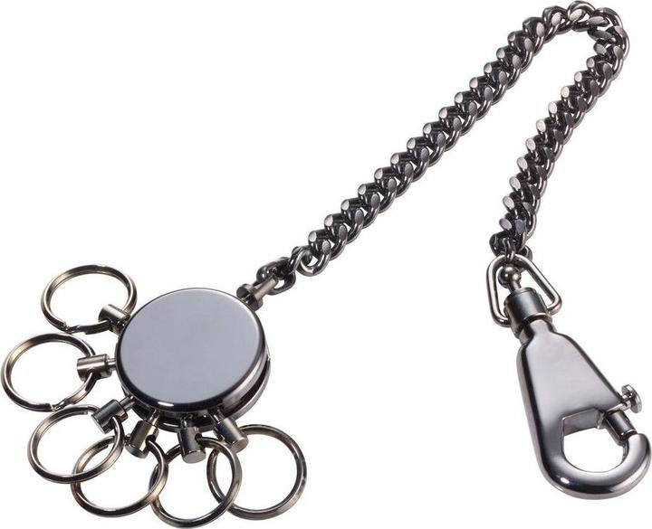 Troika PATENT CHAIN Schlüsselanhänger mit Kette, rund, glänzend grau