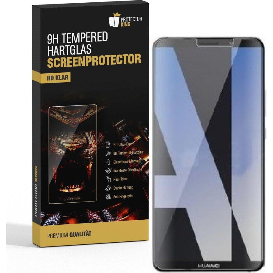 Protectorking 2x echtes Tempered 9H Panzerhartglas 3D KLAR (2 Stück, Huawei Mate 10), Smartphone Schutzfolie