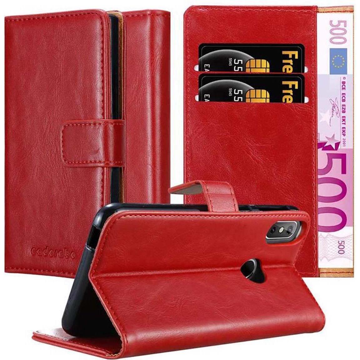 Cadorabo Book Luxury Cover (Samsung Galaxy J3 Pro), Smartphone Hülle, Rot