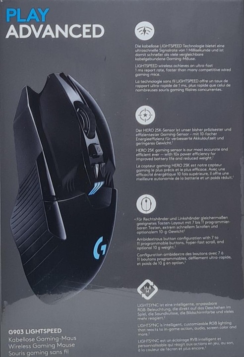 Produktbild Logitech G 903 Lightspeed (Kabelgebunden, Kabellos)
