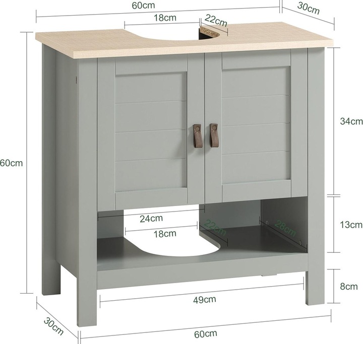 SoBuy Waschbeckenunterschrank (60 x 60 x 30 cm)