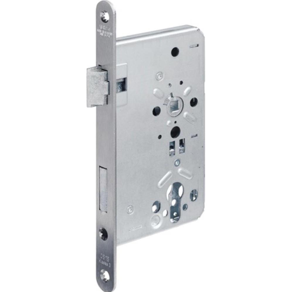 BKS, Türschloss + Schliesszylinder, Zimmertür-Einsteckschloss 0515 PZ 24/ 55/72/8 mm DIN links Edelstahl abgerundet Klas...