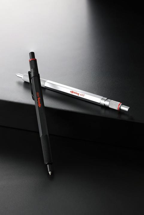 Image du produit Rotring 600 Gel Pen | 0,55 mm | Sort Blk | Sort Metal Krop | Skridsikkert Rillet Greb & Sekskan... (Noir, 1 x)