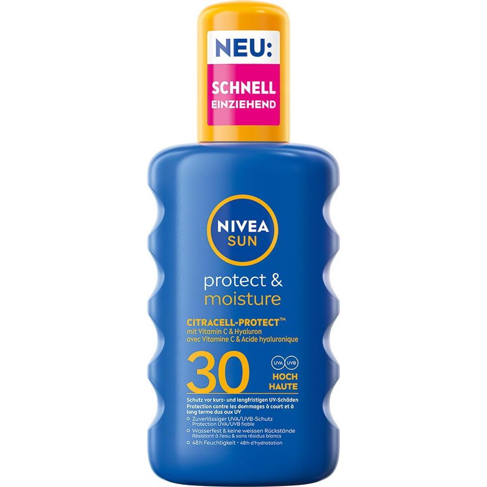 Nivea Unisex Sonnencreme, Protect & Moisture Sonnenspray Lsf 30 (Sonnenspray, Spf 30, 200 Ml)