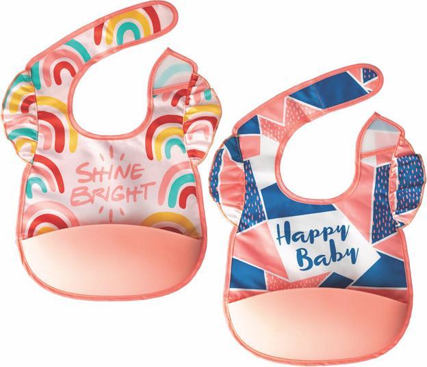 Tiny Love Bavoirs avec poche en silicone, paquet de 2