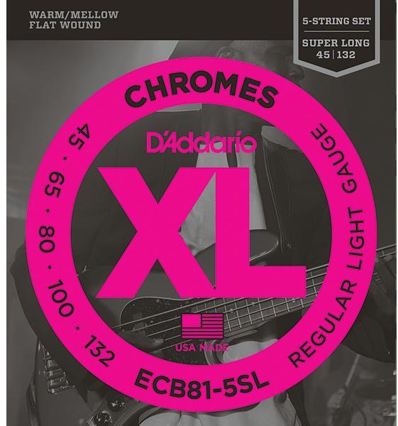 D'Addario ECB81-5SL Chromes Regular Light 45-132 snaren voor vijfsnarige bas (5 x, Bass, 0.05")
