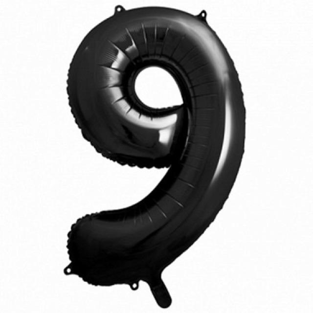 Thumbnail - Partydeco Zahlenballon 9 Alu Schwarz 86cm