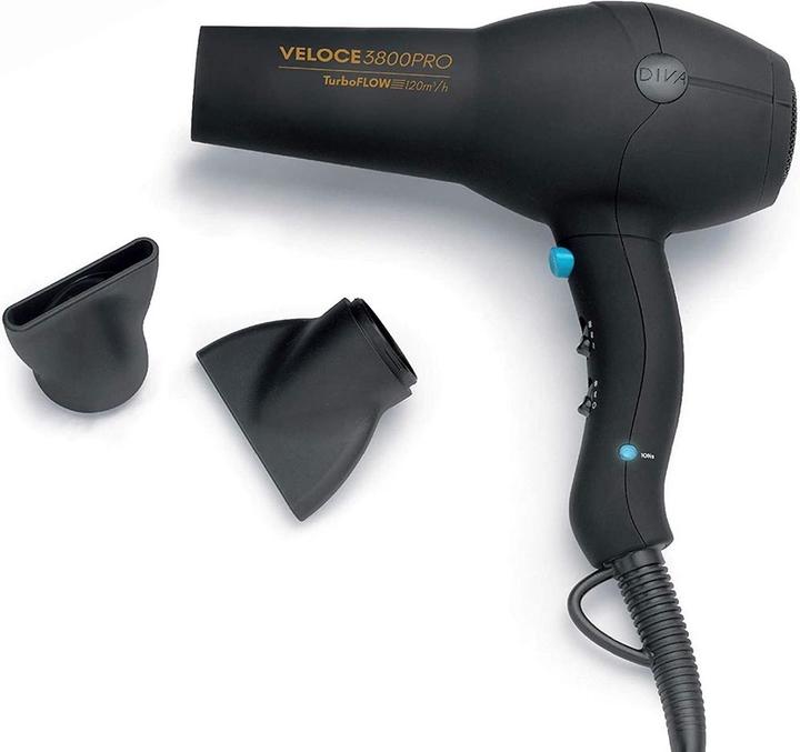 Actual product image Diva Pro Styling Veloce 3800 Pro Dryer Black 2200W Professional Hairdryer with Ionic Conditioning (2200 W)