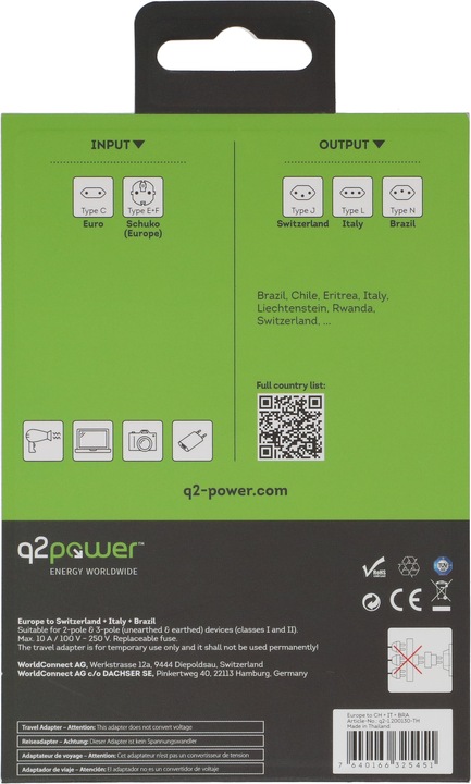 Image du produit Q2 Power Adaptateur de voyage Q2Power