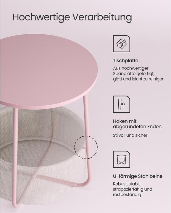 Actual product image Vasagle Side table wood pink 45.0 x 45.0 x 50.0 cm (45 x 45 x 50 cm)