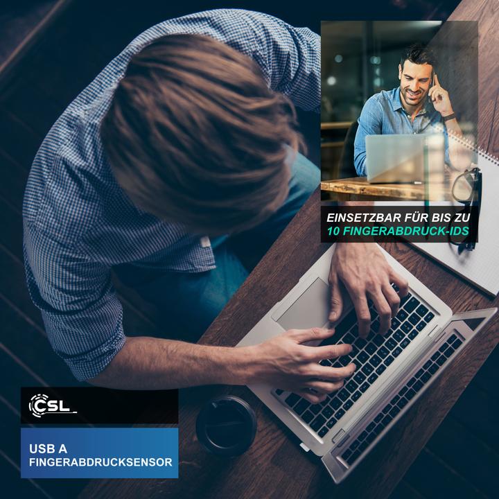 Produktbild CSL Fingerabdrucksensor, bis zu 10 IDs, biometrische Authentifizierung, Windows 11, Plug & Play, USB-A