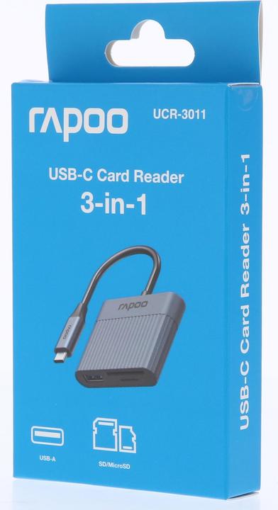 Actual product image Rapoo 3-in-1 USB-C card reader UCR-3011, grey (00226497) (USB-C 3.2 Gen 1)