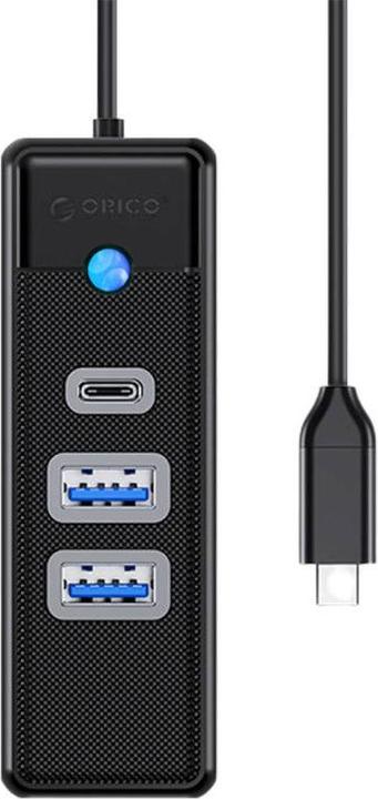 Productafbeelding Orico Hub Adapter USB-C naar 2x USB 3.0 + USB-C, 5 Gbps, 0,15m (Zwart) (USB-C, 3 Havens)